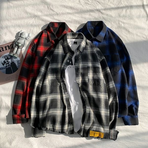 casual hip hop shirt men summer loose cotton plaid long-sleeved male lapel streetwear cool large size cloth quality y200408, White;black
casual hip hop shirt men summer loose cotton plaid long-sleeved male lapel streetwear cool large size cloth quality y200408, White;black