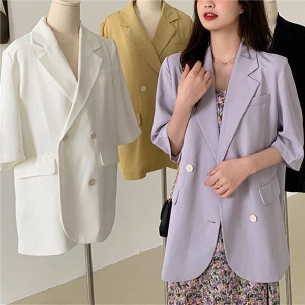 summer women's blazers solid multi 4 colors casual three quarter loose jacket notched lady wild kg-263, White;black
summer women's blazers solid multi 4 colors casual three quarter loose jacket notched lady wild kg-263, White;black