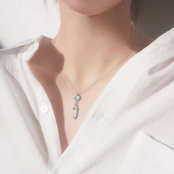 america europe popular natural stone bullet hexagon prism pendant necklace women gift jewelry, Silver
america europe popular natural stone bullet hexagon prism pendant necklace women gift jewelry, Silver