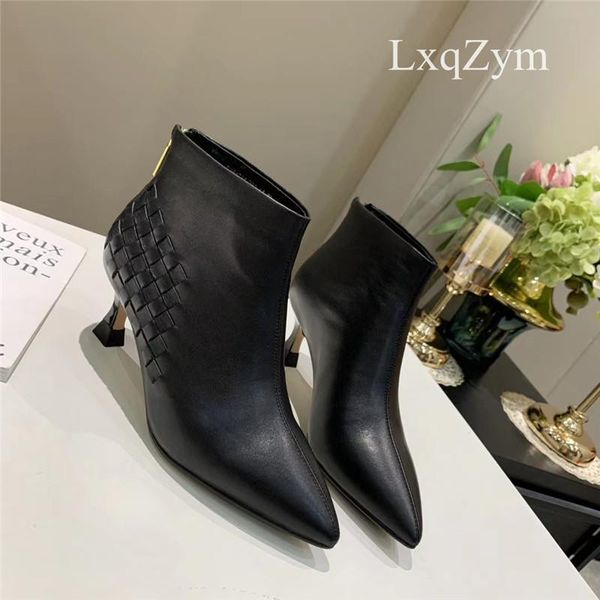 boots genuine leather ankle back zipper woven bootie women winter fashion pointed toe stiletto thin slim high heel, Black
boots genuine leather ankle back zipper woven bootie women winter fashion pointed toe stiletto thin slim high heel, Black
