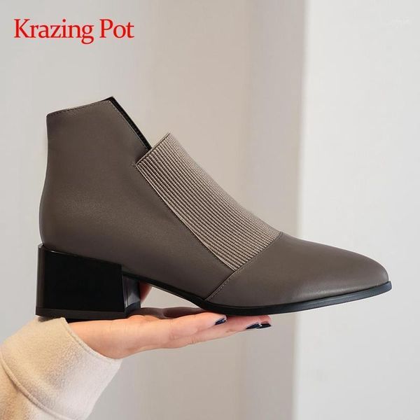 boots krazing pot plus size fashion real leather stretch streetwear pointed toe thick med heel slip on gorgeous ankle l691, Black
boots krazing pot plus size fashion real leather stretch streetwear pointed toe thick med heel slip on gorgeous ankle l691, Black