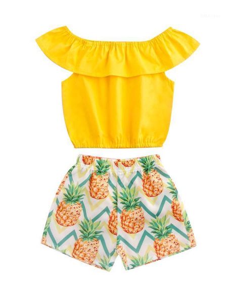 1-6y summer kids baby girls clothes sets pineapple print off shoulder t shirts +shorts 2pcs beach sets1, White
1-6y summer kids baby girls clothes sets pineapple print off shoulder t shirts +shorts 2pcs beach sets1, White