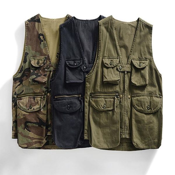 men's vests 2021 spring japanese vintage tooling camouflage vest v-neck sleeveless casual jacket men, Black;white
men's vests 2021 spring japanese vintage tooling camouflage vest v-neck sleeveless casual jacket men, Black;white
