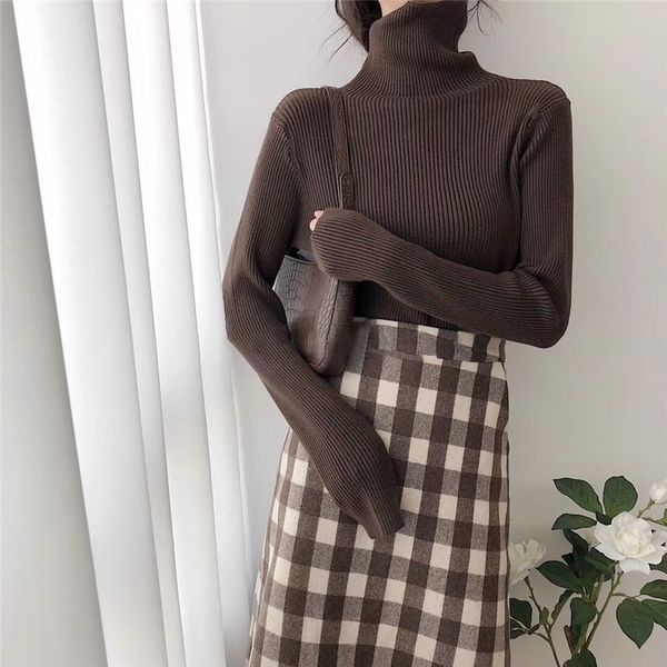 hirsionsan casual turtleneck sweater women autumn winter korean solid long sleeve knitted pullovers slim basic pink sweater 201017, White;black
hirsionsan casual turtleneck sweater women autumn winter korean solid long sleeve knitted pullovers slim basic pink sweater 201017, White;black