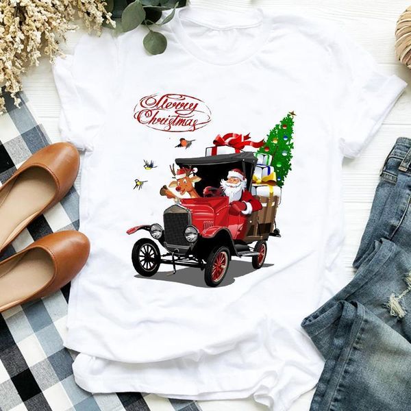 women merry christmas truck cartoon tree santa clause 90s holiday clothes ladies graphic print tee tshirt female t-shirt, White
women merry christmas truck cartoon tree santa clause 90s holiday clothes ladies graphic print tee tshirt female t-shirt, White