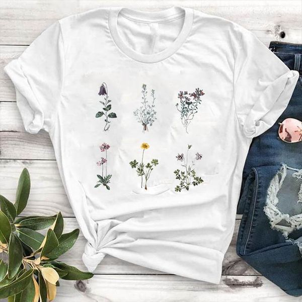 women lady t shirt wildflowers printed tshirt ladies short sleeve loose tee shirt women female clothes graphic t-shirt, White
women lady t shirt wildflowers printed tshirt ladies short sleeve loose tee shirt women female clothes graphic t-shirt, White