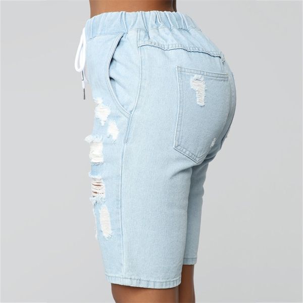 women waistband elastic short pants light blue hollow out hole ladies jeans for summer fashion casual female shorts y200822
women waistband elastic short pants light blue hollow out hole ladies jeans for summer fashion casual female shorts y200822