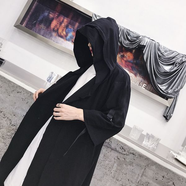 chic dark wizard irregular slant hem fake two piece suit hooded long windbreaker men's loose jacket cardigan, Tan;black
chic dark wizard irregular slant hem fake two piece suit hooded long windbreaker men's loose jacket cardigan, Tan;black
