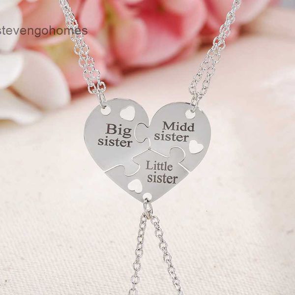 korean necklace stainless steel jewelry sister peach fashion heart three piece set pendant, Silver 
korean necklace stainless steel jewelry sister peach fashion heart three piece set pendant, Silver