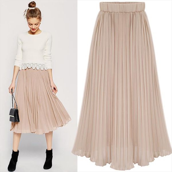 women summer skirt chiffon pleated skirts 2020 empire solid color office lady fashion elegant skirt female clothing plus size, Black
women summer skirt chiffon pleated skirts 2020 empire solid color office lady fashion elegant skirt female clothing plus size, Black