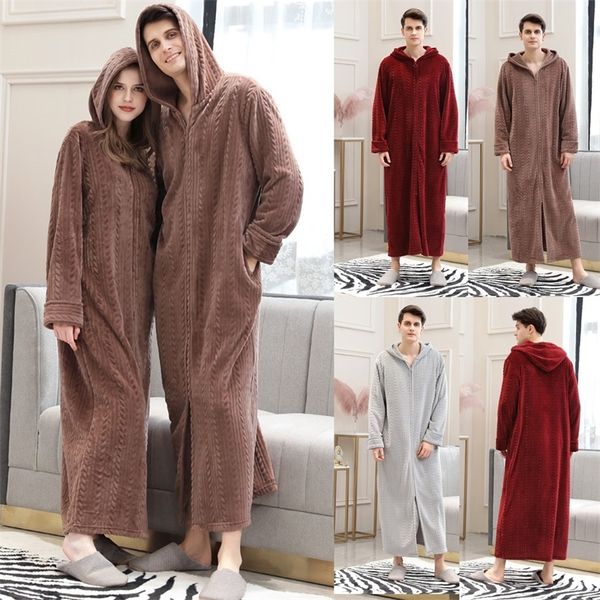 couples men's hooded lengthened bathrobe zipper home clothes long sleeved robe coat long warm pajamas nightdress bride wedding 210203, Black;red
couples men's hooded lengthened bathrobe zipper home clothes long sleeved robe coat long warm pajamas nightdress bride wedding 210203, Black;red