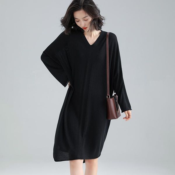 women oversize wool dress batwing sleeve loose sweater plus size female simple knitting clothing pullovers, White;black
women oversize wool dress batwing sleeve loose sweater plus size female simple knitting clothing pullovers, White;black