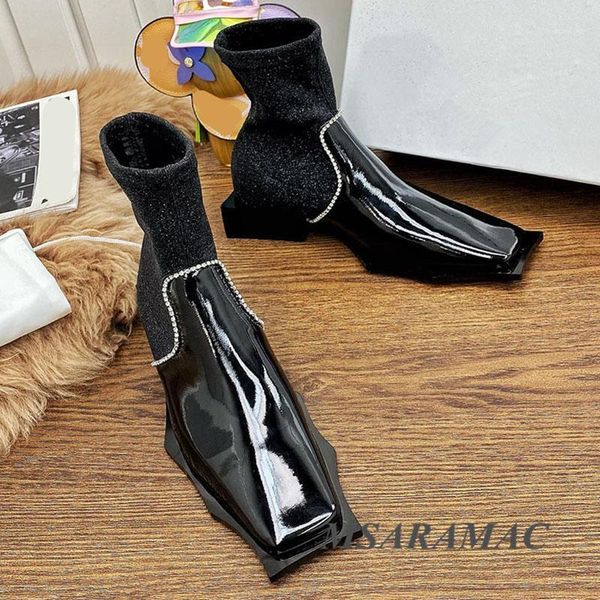 boots glitter stitching inlaid crystal strange sole ankle shiny black leather square toe street ladies slim party shoes1
boots glitter stitching inlaid crystal strange sole ankle shiny black leather square toe street ladies slim party shoes1