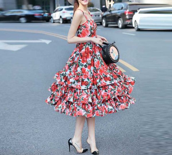 beach style dress red print women strap dresses summer elegant layered fashion party dress xs-xl, Black;gray
beach style dress red print women strap dresses summer elegant layered fashion party dress xs-xl, Black;gray