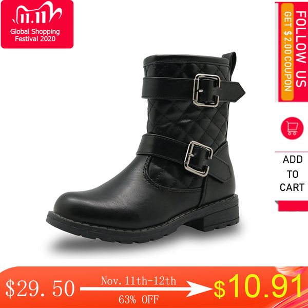 apakowa spring&autumn mid-calf girl kids cotton-padded pu leather shoes for girls fashion motor boots with buckles, Black
apakowa spring&autumn mid-calf girl kids cotton-padded pu leather shoes for girls fashion motor boots with buckles, Black