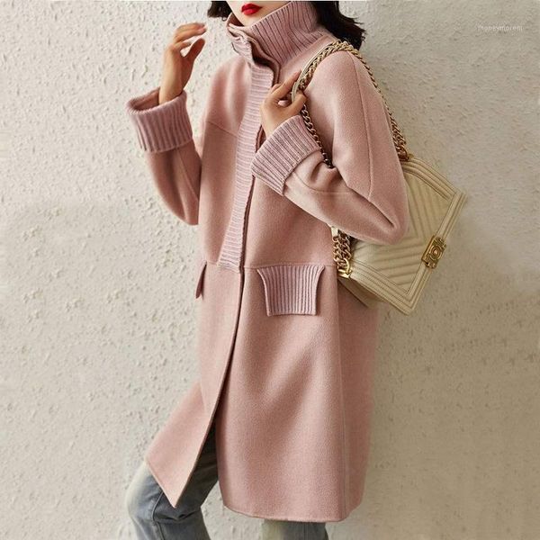 women's wool & blends women's winter mid-length high-neck long-sleeved sweet single-breasted h-type japanese woolen coat1, Black
women's wool & blends women's winter mid-length high-neck long-sleeved sweet single-breasted h-type japanese woolen coat1, Black