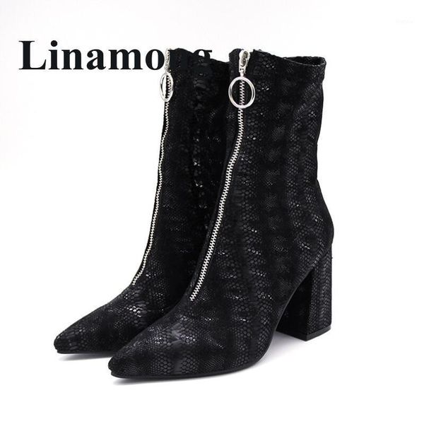 2020 front measuring zipper black snakeskin pattern pointed toe and square heel high heel fahion women ankle boots1
2020 front measuring zipper black snakeskin pattern pointed toe and square heel high heel fahion women ankle boots1