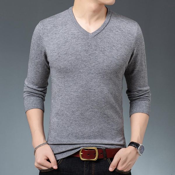 2020 men's casual fashion v-neck pullover sweaters, White;black