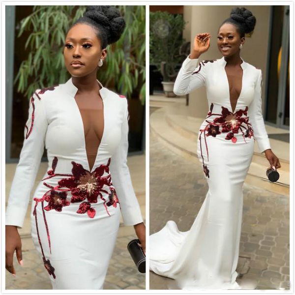 white mermaid 2021 african evening dresses high neck long sleeves appliques prom dresses deep v-neck formal party gown, Black;red
white mermaid 2021 african evening dresses high neck long sleeves appliques prom dresses deep v-neck formal party gown, Black;red