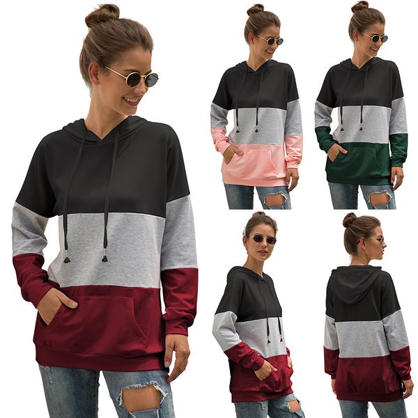 2020 european and american womens clothing autumn new popular three-color stitching hooded drawstring sweatshirt coat, Black
2020 european and american womens clothing autumn new popular three-color stitching hooded drawstring sweatshirt coat, Black
