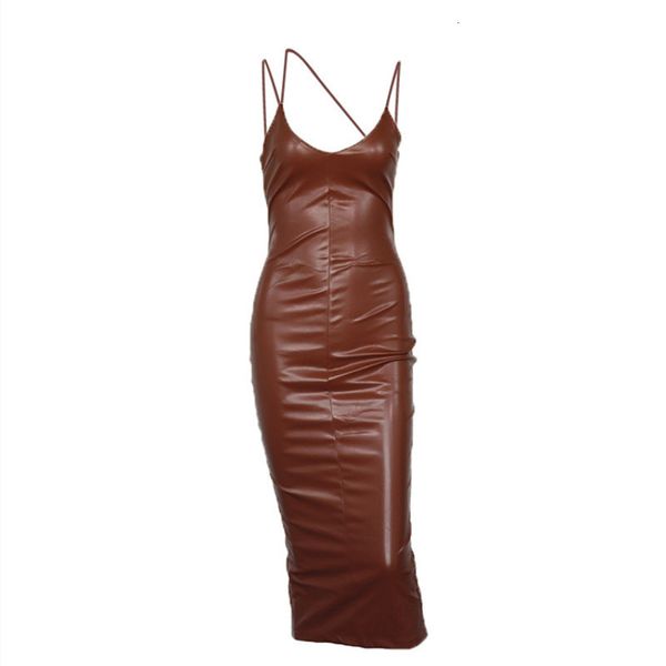 2021 -autumn new brown plutonium leather long thin spaghetti belts cut microelastic fashion gowns with no back foks, Black;gray
2021 -autumn new brown plutonium leather long thin spaghetti belts cut microelastic fashion gowns with no back foks, Black;gray