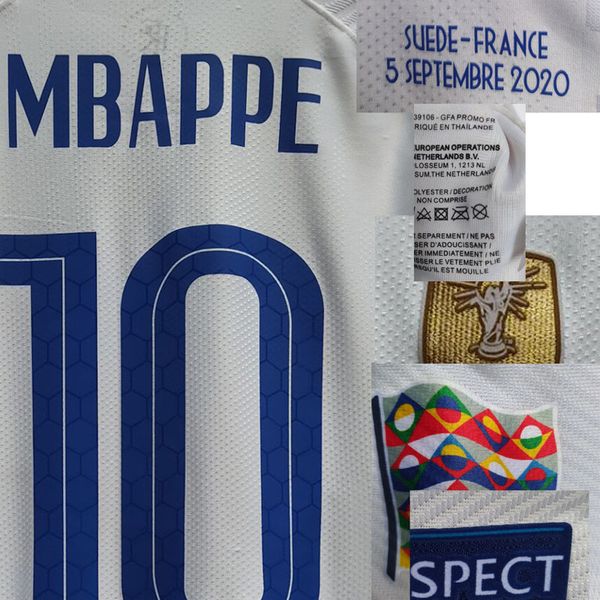 2020 match worn playe issue mbappe giroud camavinga martial pogba giroud griezmann with match details maillot american college football, Black
2020 match worn playe issue mbappe giroud camavinga martial pogba giroud griezmann with match details maillot american college football, Black