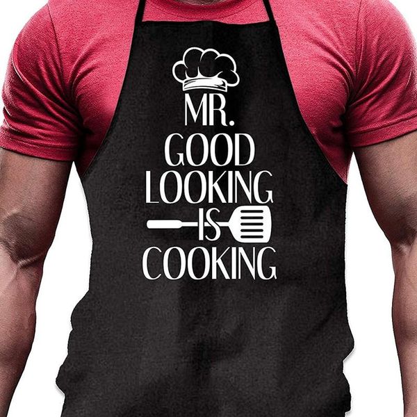 Men are cooking text cute print family apron kitchen apron Jan 6th