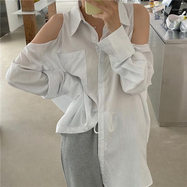bgteever chic cold-shoulder women striped blouses single-breasted loose female shirts 2020 summer autumn blusas femme1, White
bgteever chic cold-shoulder women striped blouses single-breasted loose female shirts 2020 summer autumn blusas femme1, White
