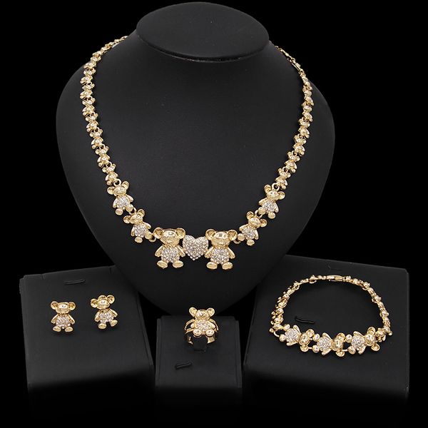 yulaili wedding jewelry sets bridal dubai gold color teddy bear necklace stud earrings charm bracelet ring for women party jewellery, Black
yulaili wedding jewelry sets bridal dubai gold color teddy bear necklace stud earrings charm bracelet ring for women party jewellery, Black