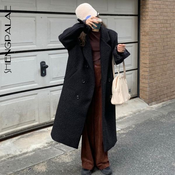 shengpalae autumn and winter 2020 new women's large size woolen coat lapel double breasted solid color long lamb overcoat 5a488, Black
shengpalae autumn and winter 2020 new women's large size woolen coat lapel double breasted solid color long lamb overcoat 5a488, Black