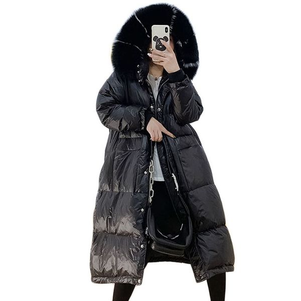 2019 new winter women's jacket over the knee long parka ladies real fox fur collar hooded loose warm white duck down coats, Black
2019 new winter women's jacket over the knee long parka ladies real fox fur collar hooded loose warm white duck down coats, Black