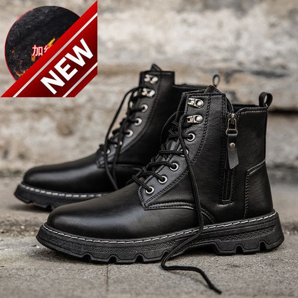 2021 winter new high martin leisure plush leather fashion middle men's boots warm trendy shoes, Black
2021 winter new high martin leisure plush leather fashion middle men's boots warm trendy shoes, Black