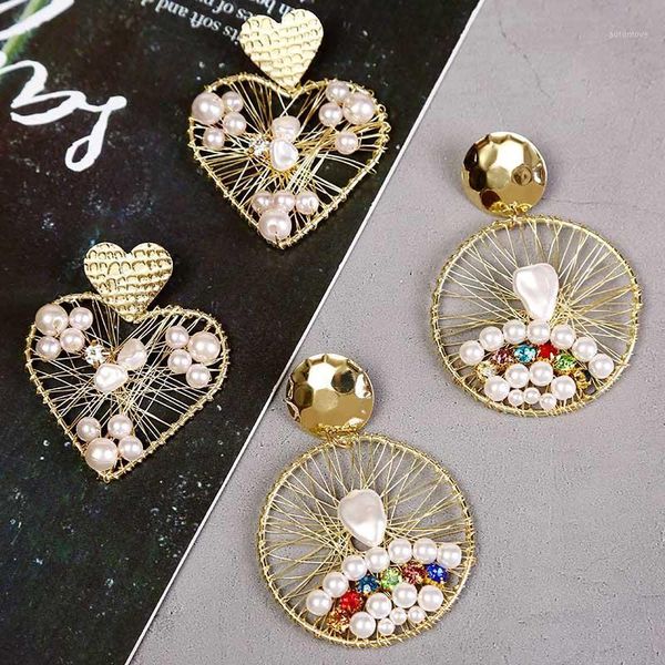 creative handmade winding metal wire heart round geometric drop earrings women's fashion boho beaded white pearl earring jewelry1, Silver
creative handmade winding metal wire heart round geometric drop earrings women's fashion boho beaded white pearl earring jewelry1, Silver