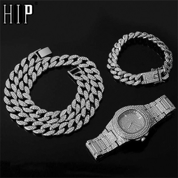 necklace +watch+bracelet hip hop miami curb cuban chain gold iced out paved rhinestones cz bling rapper for men jewelry 220210, Silver
necklace +watch+bracelet hip hop miami curb cuban chain gold iced out paved rhinestones cz bling rapper for men jewelry 220210, Silver