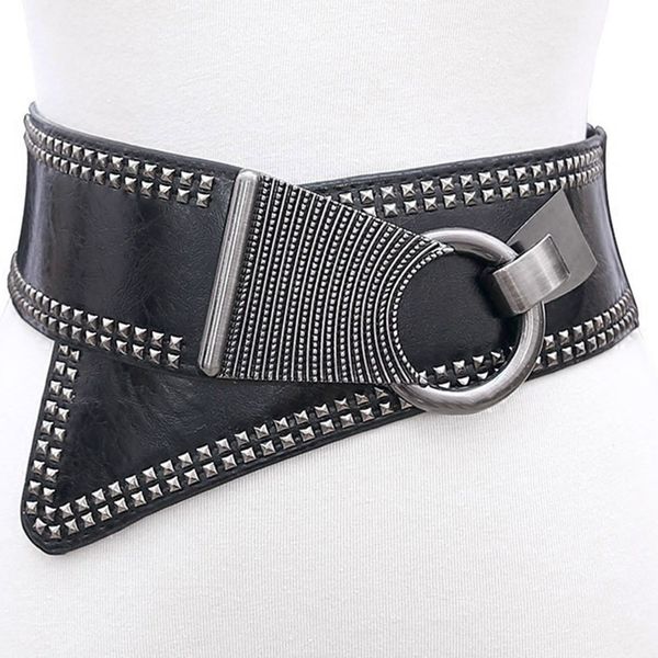 women metal wide punk elastic buckle rocker european style round belt leather t200113, Black;brown
women metal wide punk elastic buckle rocker european style round belt leather t200113, Black;brown