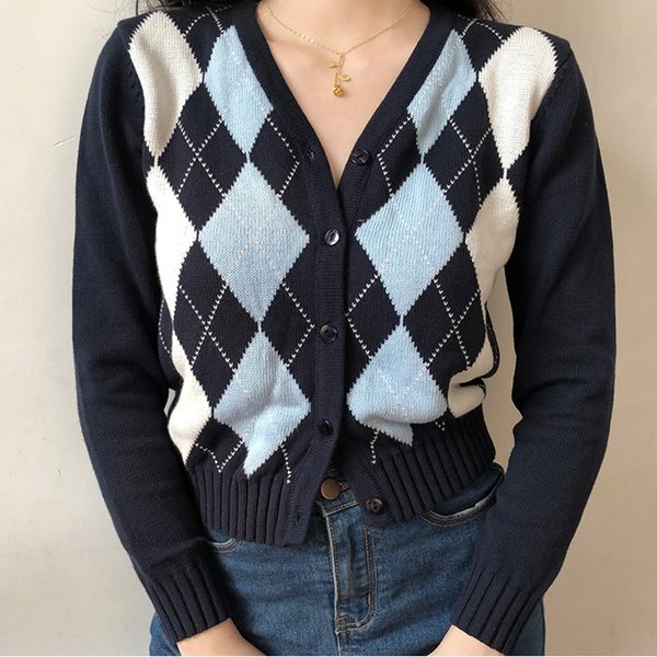 vintage geometric argyle sweater cardigan women autumn knit long sleeve v neck outerwear elegant knitted ladies sweaters 201202, White;black
vintage geometric argyle sweater cardigan women autumn knit long sleeve v neck outerwear elegant knitted ladies sweaters 201202, White;black