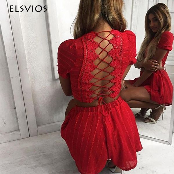 elsvios women summer two piece sets lace up back crop shorts set bandage cross over crochet lace elastic waist suits1, White
elsvios women summer two piece sets lace up back crop shorts set bandage cross over crochet lace elastic waist suits1, White