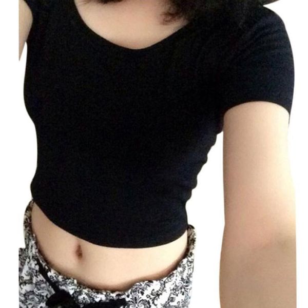 2021 size women stretch cotton t shirts u neck crop short sleeve tee short basic tank for girls, White
2021 size women stretch cotton t shirts u neck crop short sleeve tee short basic tank for girls, White
