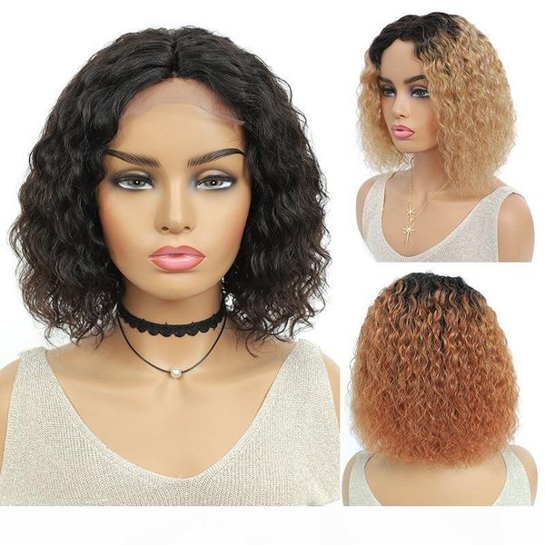 short curly wigs brazilian natural human hair wigs for black women middle part lace closure wig ombre curly wig, Black;brown
short curly wigs brazilian natural human hair wigs for black women middle part lace closure wig ombre curly wig, Black;brown