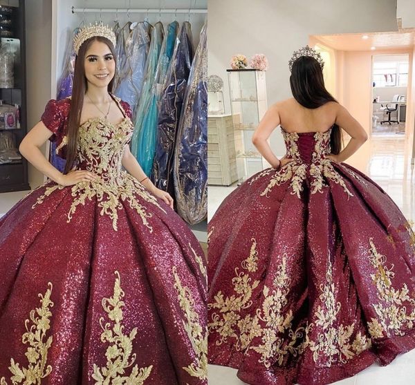 burgundy sequined prom pageant gowns 2021 short sleeves gold lace appliques princess ball gown sweet 16 quinceanera dress for girls al8413, Blue;red
burgundy sequined prom pageant gowns 2021 short sleeves gold lace appliques princess ball gown sweet 16 quinceanera dress for girls al8413, Blue;red