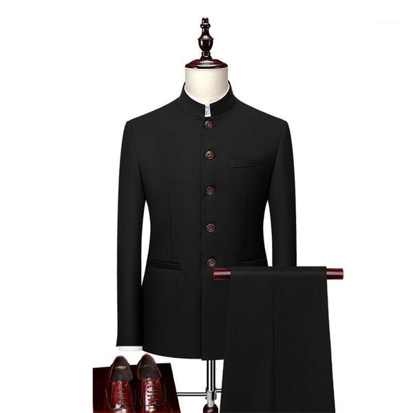 2021 new pure color formal suit two-piece fashion stand-up collar men business casual sets 6 colors to choose blazer and pants1, White;black
2021 new pure color formal suit two-piece fashion stand-up collar men business casual sets 6 colors to choose blazer and pants1, White;black