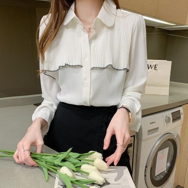 корейская мода одежда blusas mujer de moda 2021 весна новая рубашка с длинными рукавами женская блузка плиссированная рюшами женщин топ 903а, White
корейская мода одежда blusas mujer de moda 2021 весна новая рубашка с длинными рукавами женская блузка плиссированная рюшами женщин топ 903а, White