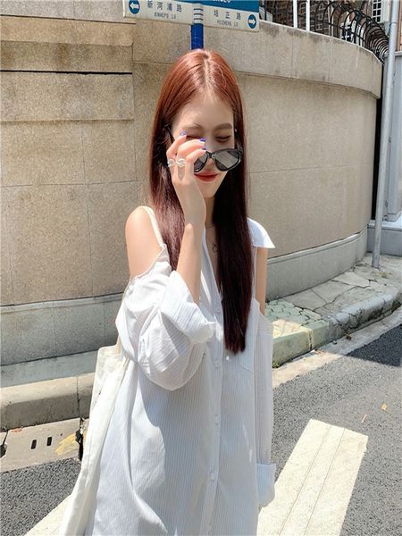 2021 new korean casual design off the sun-proof shoulder sleeve stripe two elegant double pattern female will see zaly, White
2021 new korean casual design off the sun-proof shoulder sleeve stripe two elegant double pattern female will see zaly, White