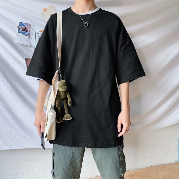 solid color loose short sleeve t-shirt men's 2020 summer new fashion brand student couple 5-sleeve clothing trend, White;black
solid color loose short sleeve t-shirt men's 2020 summer new fashion brand student couple 5-sleeve clothing trend, White;black
