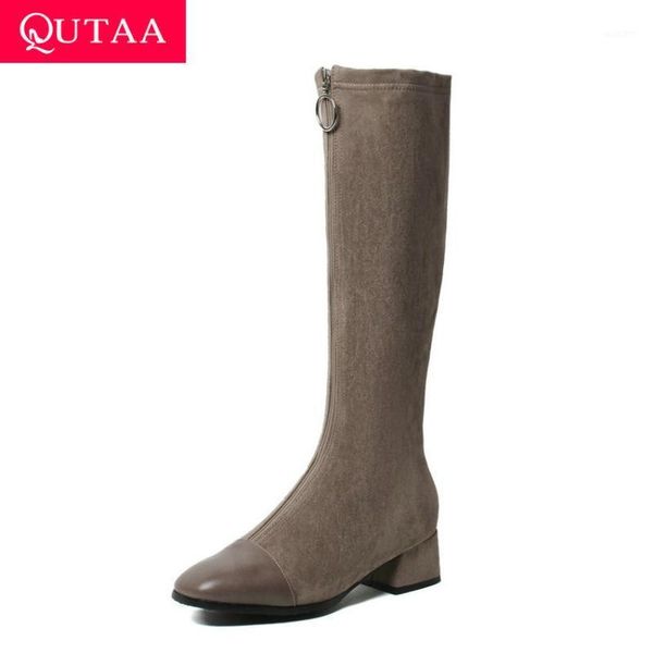 boots qutaa 2021 square heel front zipper mid calf pu flock toe ladies shoes autumn winter women long size 34-431, Black
boots qutaa 2021 square heel front zipper mid calf pu flock toe ladies shoes autumn winter women long size 34-431, Black