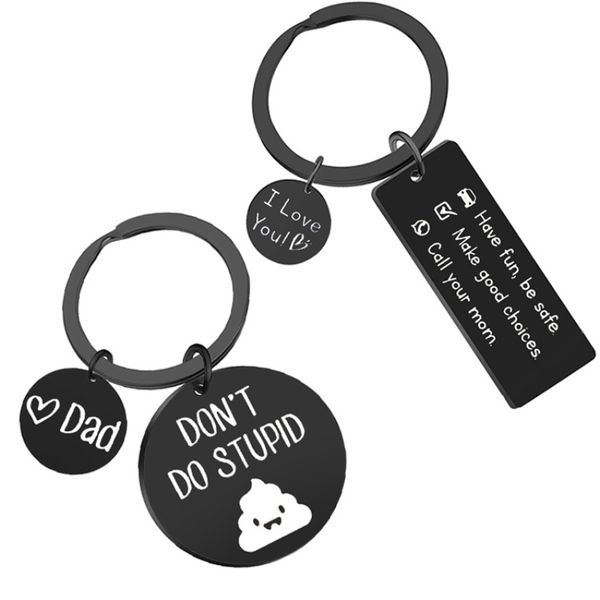 don't do stupid stinless steel round rectangle shape keychain with engraved logo words mom dad gift keyrings jewelry, Silver
don't do stupid stinless steel round rectangle shape keychain with engraved logo words mom dad gift keyrings jewelry, Silver