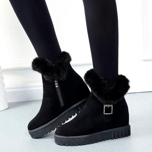 new winter fur snow boots short tube increase high wild plus velvet warm scrub mat boots women cottonshoes, Black
new winter fur snow boots short tube increase high wild plus velvet warm scrub mat boots women cottonshoes, Black