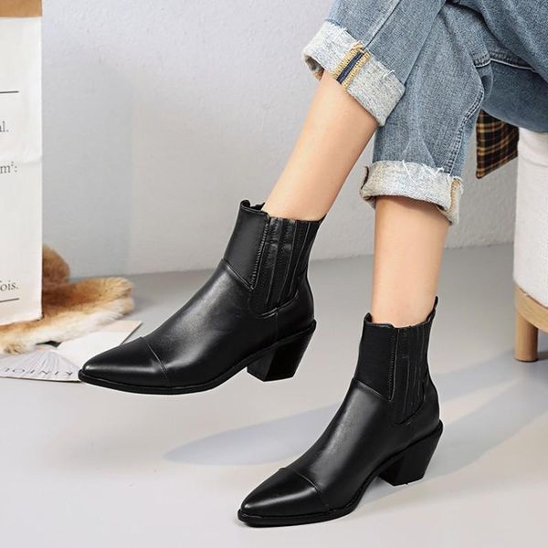 boots soft leather women pointed toe high heel ankle thick square slip on western cowboy 2021, Black
boots soft leather women pointed toe high heel ankle thick square slip on western cowboy 2021, Black