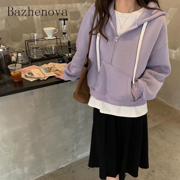 women's hoodies & sweatshirts bazhenova women zipper hooded fleece girls winter loose pullover woman fall ladies clothes r970, Black
women's hoodies & sweatshirts bazhenova women zipper hooded fleece girls winter loose pullover woman fall ladies clothes r970, Black