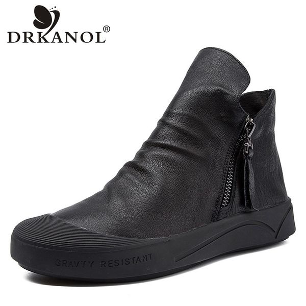 drkanol 2020 british style genuine leather boots women flat ankle boots soft bottom round toe zip short boot women warm shoes 1026, Black
drkanol 2020 british style genuine leather boots women flat ankle boots soft bottom round toe zip short boot women warm shoes 1026, Black